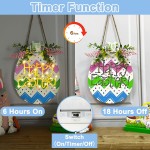 12 Lighted Happy Easter Decorations for Home Easter Wreath Front Door Decor Easter Egg Door Sign with Timer Battery Operated Wooden Hanging Sign Spring Summer Easter Door Decor Home Outdoor Indoor