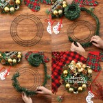 12 Pieces Metal Wreath Frame Dark Green Wire Round Wreath Rings Wire Wreath Frame for Christmas New Year Party Home Decor DIY Crafts Supplies 16 Inch