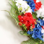 17.7 Inch Independence Day Hydrangea Wreath for Front Door Memorial Day Decor Patriotic Wreath Rattan Wreath with Red White Blue Flag Decor for Home Wall Summer Hanging Garland 4th of July Decor