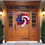 17.7 Inch Independence Day Wreath with Red White and Blue American Flag Decor 4th of July USA Patriotic Wreath for Front Door Summer Wreath Hanging Garland Outdoor Indoor Home Decor Supplies