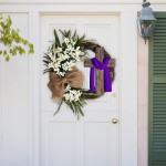 2022 Easter Wreath with Cross Garland Easter Wreath Decor for Front Door Rustic Grapevine Wreath Spring Decorating DIY Easter Front Door Wreath Decoration Home Decor B