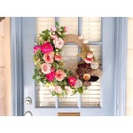 30 Luxury Real-Touch Everyday Wreath Spring Summer Wreath for All-Season Home Decor Everyday Peony Wreath for Luxury Cottage Style Home Baby Pink Farmhouse Burlap Wreath for Door