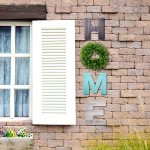 4 Pieces Wall Hanging Wood Home Sign Wooden Home Letter Sign with Green Wreath for O Rustic Home Decorative Sign with Artificial Eucalyptus Wall Decor Signs for Home Party Living Room House