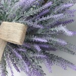 æ—  18inch Artificial Lavender Wreath Silk Lavender Flower Wreath On Twig Base with Burlap Bow Spring and Summer Wreath for Outdoor Or Home Decor Decoration Easter Wreath