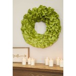 All Natural Greenery Magnolia Wreath Dried and Color Enhanced to a Beautiful sage Green Home Accent Wreath.