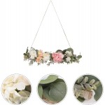 Amosfun Pink Peony Wall Wreath Artificial Peony Leaves Wreath Flower and Eucalyptus Vine Hanging Floral Wall Decor for Wedding Home Decor or Front Door Wreath