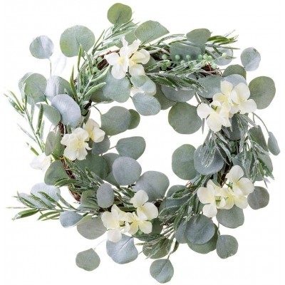 Artificial Eucalyptus Wreath 18" Fake Green Leaves Wreath for Home Front Door Hanging Wall Window Wedding Party Decor