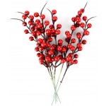 Artificial Red Berries 10.24 Inch Artificial Berry Stems Holly Christmas Berries for Festival Holiday Crafts and Home Decor Pack of 20