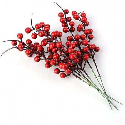 Artificial Red Berries 10.24 Inch Artificial Berry Stems Holly Christmas Berries for Festival Holiday Crafts and Home Decor Pack of 20