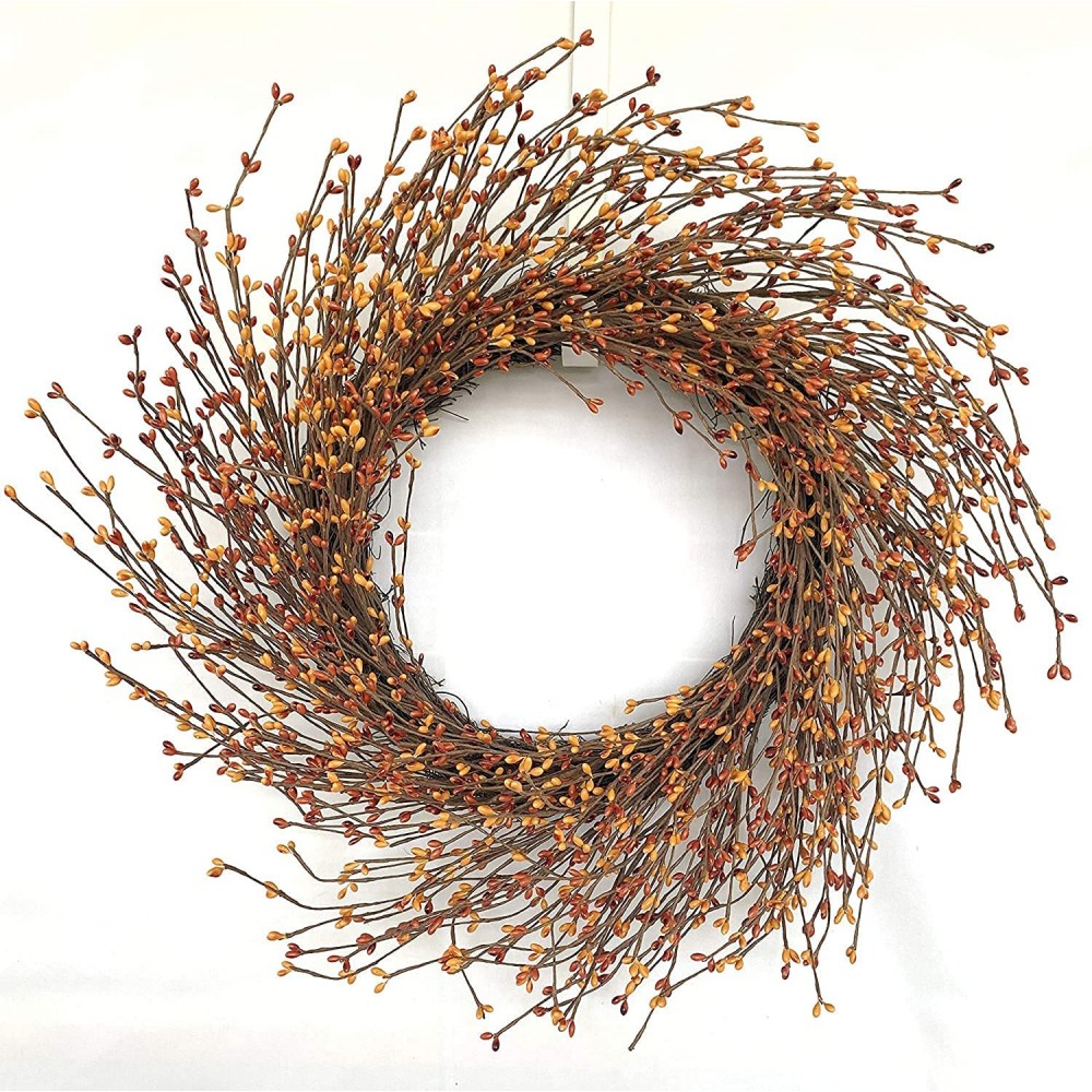 Artificial Twig Spring Wreath Spring Front Door Wreath Berry Wreaths for Front Door 24Inch Artificial Eucalyptus Leaves Wreath with Large Grapevine Wreath for Farmhouse Window Hanging Party Home Decor
