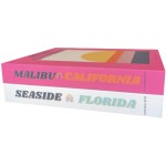 AuroraBTQ Set of 2 College Dorm Decoration Decorative Preppy Modern Contemporary Aesthetic Stacked Home Book Decor in Pink and White Malibu Seaside Teen Girls Women
