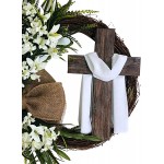 Baoblaze Artificial Easter Wreath with Cross Grapevine with Burlap for Window Front Door Decor Home with Scarf