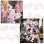 BINBE 4 Pcs 12 Inch Star Metal Wire Wreath Frame with Artificial Cherry Blossom Garland Japanese Cherry Blossom Hanging Vine Silk DIY Star Wreath for Wedding Party Holiday Home Decor
