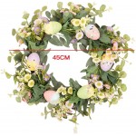 BOIYI Easter Egg Wreath Decorations Spring Daisy Flowers Eucalyptus Leaves Wreaths for Front Door Rustic Porch Farmhouse Door Hangers Welcome Sign for Holiday Home Decor