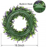 Dolicer Artificial Lavender Wreath Green Leaves Boxwood Wreath with Lavender Wreath Flowers Arrangements Lavender Spring Wreath for Garden Office Wedding Party Wall Table Home Decor,16.5''