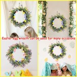 Easter Eggs Decorations Wreath Spring Artificial Flowers Decor for The Home Door Front Porch Gifts with Led-Light String Batteries Not Included Assembly Needed