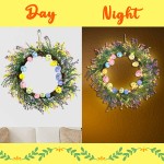 Easter Eggs Decorations Wreath Spring Artificial Flowers Decor for The Home Door Front Porch Gifts with Led-Light String Batteries Not Included Assembly Needed