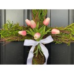 Easter Tulip Cross Sign Door Hanging Garland Easter Cross for Front Door Creative Supplies for Spring Home Decor
