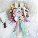 Easter Wreath for Front Door Easter Bunny Garland,Easter Rabbit Front Door Wreath,Rabbit Shape Welcome Sign,Wall Decor Easter Decorations Home Decor Easter Gift