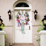 Easter Wreath for Front Door Easter Bunny Garland,Easter Rabbit Front Door Wreath,Rabbit Shape Welcome Sign,Wall Decor Easter Decorations Home Decor Easter Gift