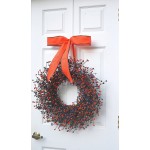 Elegant Holidays Handmade Halloween Berry Wreath with Bow Welcome Guests with Decorative Front Door-for Outdoor or Indoor Home Wall Accent Décor Great for Autumn- 18-24 inches available