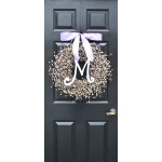 Elegant Holidays Handmade Pastel Berry Wreath w Mono Bow Decorative Front Door Welcome Guests Outdoor Indoor Home Wall Accent Décor Great for Easter and Spring Holidays All Seasons 18-24 inches
