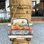 Fall Wreath Decorations for Front Door Wreaths for Front Door Outside Pumpkin Metal Truck Wreath DIY Supplies Autumn Thanksgiving Rustic Farmhouse Home Decor Thankful Wall Porch Garden Hanging Sign