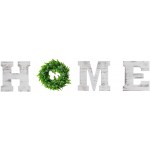 Gliwen Wooden Home Sign with Wreath 9.8’’ Rustic Wood Home Letters H M E Wall Hanging Decor with Artificial Wreath O Great for Wall Art Living Room Front Door Dining Room White