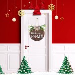 Glory&industrious Holiday Wreaths for Front Door Front Porch Decor Welcome to Our Home Sign with 16 Interchangeable Holiday Icons Thanks-giving and Christmas Gifts Brown