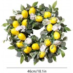 HANTURE Artificial Lemon Wreath for Front Door 18Inch Spring Fruit Wreath with Yellow Lemons and White Peony Flower Farmhouse Greenery Wreath for Wall Window Home Decor