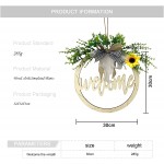 Heflashor Welcome Sign for Front Porch Decor 12 Inch Farmhouse Front Door Decor Hello Sign Round Wooden Wall Sign Hanging Sunflower Summer Wreath with LED Light for Home Decor NO Battery
