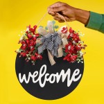 Hello Welcome sign for front door decor summer wreaths for front door outdoor wreath fall spring wreath Farmhouse wall decor Welcome home Sign door wreaths for front door outside front porch decor A