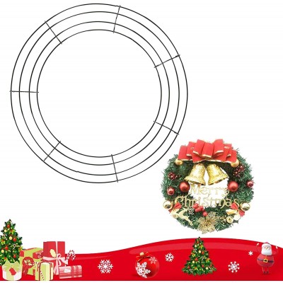 JENPECH Round Wreath Frame,Durable Wall Hanging Wire Wreath Frame,Metal Rust-Proof Wire Wreath Form,Party Decoration for Home Decor,Halloween Valentine's Day Black 16 inch