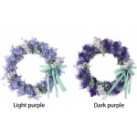 KHBNHJ 15.7 Inch Artificial Lavender Wreath for Front Door Silk Lavender Flower Wreath with Bow Spring Summer Wreath for Wall Window Wedding Home Decor Light Purple
