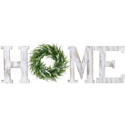 LOSOUR Home Letters with Wreath-Farmhouse Decor for The Home Clearance Wood Letters-Decorative Home Sign for Living Room Decor Entry Way Kitchen etc White