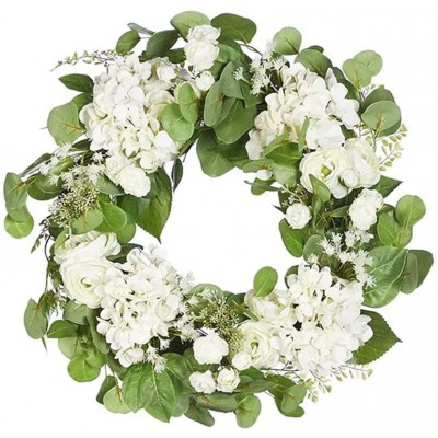MH GLOBAL Spring Wreath 24" Hydrangea and Ranunculus Wreath for Front Door Windows Home Decor