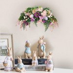 MISNODE Easter Artificial Daisy Flower Swag with Light 20 Inch Easter Egg Door Wreath Faux Spring Swag with Daisy and Foam Eggs for Easter Party Front Door Wall Home Decor