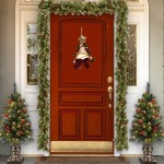MOODUUTY Christmas Wreath 9.84 Inch LED Triangle Merry Christmas Front Door Wreaths Small Christmas Decorations Home Decor
