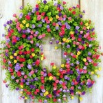 New Decor Wreath Versatile Decor Farmhouse Colorful Cottage Wreath Durable and Stable Beautiful Artificial 2022 Spring and Summer Wreath for Front Door or Spring Decorations for Home