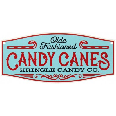 Olde Fashioned Candy Canes Sign 11.5" x 5" Blue Red & White Plastic Wreath Home Decor Kitchen Yard Front Door Decoration Patio Classroom Office Daycare Christmas Tree Lot