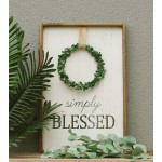 Parisloft Simply Blessed Pine Wood Wall Hanging Signs with Artifical Wreath|Wooden Framed Home Decor for Birthday,Anniversaries,Housewarming Parties,15.75''x23.6''