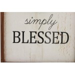 Parisloft Simply Blessed Pine Wood Wall Hanging Signs with Artifical Wreath|Wooden Framed Home Decor for Birthday,Anniversaries,Housewarming Parties,15.75''x23.6''