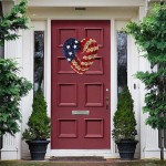 Patriotic Independence Day Wreath American Front Door Wreath 4th of July Wreath Memorial Day Wreath Handmade Hanging Wreath Red White and Blue Flag Day Wreath Veteran's Day Garden Home Decor E