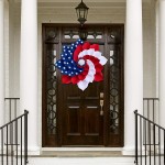 Patriotic Independence Day Wreath for Front Door Outdoor Hanging Garland Artificial Wreath Decoration for Festival Celebration Party Decoration Spring Farmhouse Wreath Decor Home Decoration