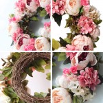 Peony Flower Wreath for Front Door Pink Valentine's Day Wreath Artificial Spring Floral Welcome Wreath Summer Garland for Door Window Wall Wedding Party Office Home Decor
