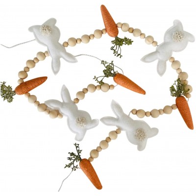 queshizhe Easter Bunny Carrot Wreath Pendant Spring Decorative Garland,Easter Banner Decoration Happy Easter Garland for Door Window Outdoor Farmhouse Home Decor Pendant A One Size