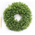 Realistic Artificial Indoor-Outdoor Greenery Mini Wreath 13 Inch Boxwood Green Wreaths for Front Door or Wall Hanging Farmhouse Decor by Naturally Home Accents