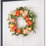 Red Co. 22 Inch Garden Rose Geranium Artificial Spring & Summer Wreath Door Backdrop Ornaments Home Décor Collection