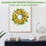 Rocinha Sunflower Wreaths for Front Door Decor 18'' Artificial Summer Floral Wreath with Green Leaf Large Lighted Spring Wreath for Door Window Outdoor Farmhouse Home Decor