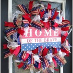 SALE & FAST SHIP XL Summer Military Family Patriotic Home of the Brave Deco Mesh Front Door Wreath Home Decor Summer Birthday Party Decor Indoor Outdoor Decoration RWB